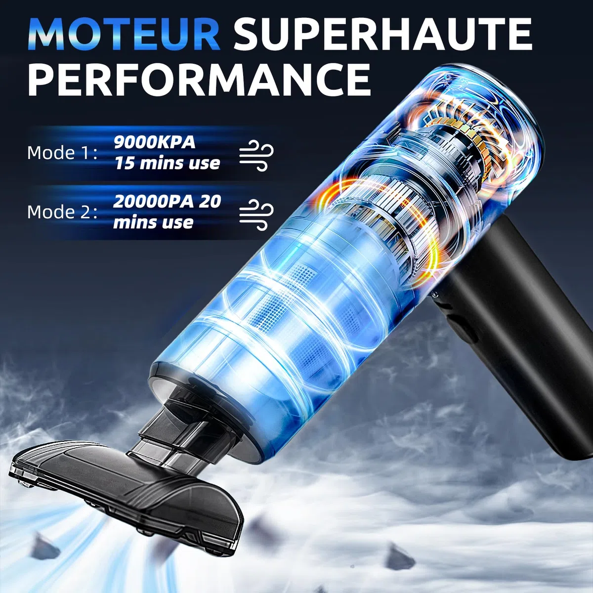 AECHO Aspirapolvere Auto Potente,20000pa 4 in 1 Aspirabriciole Senza Fili,Doppio Filtro,Leggero e Ricaricabile,Aspirapolvere a Mano per PC,Auto,Divano,Animale Domestico,Cucina