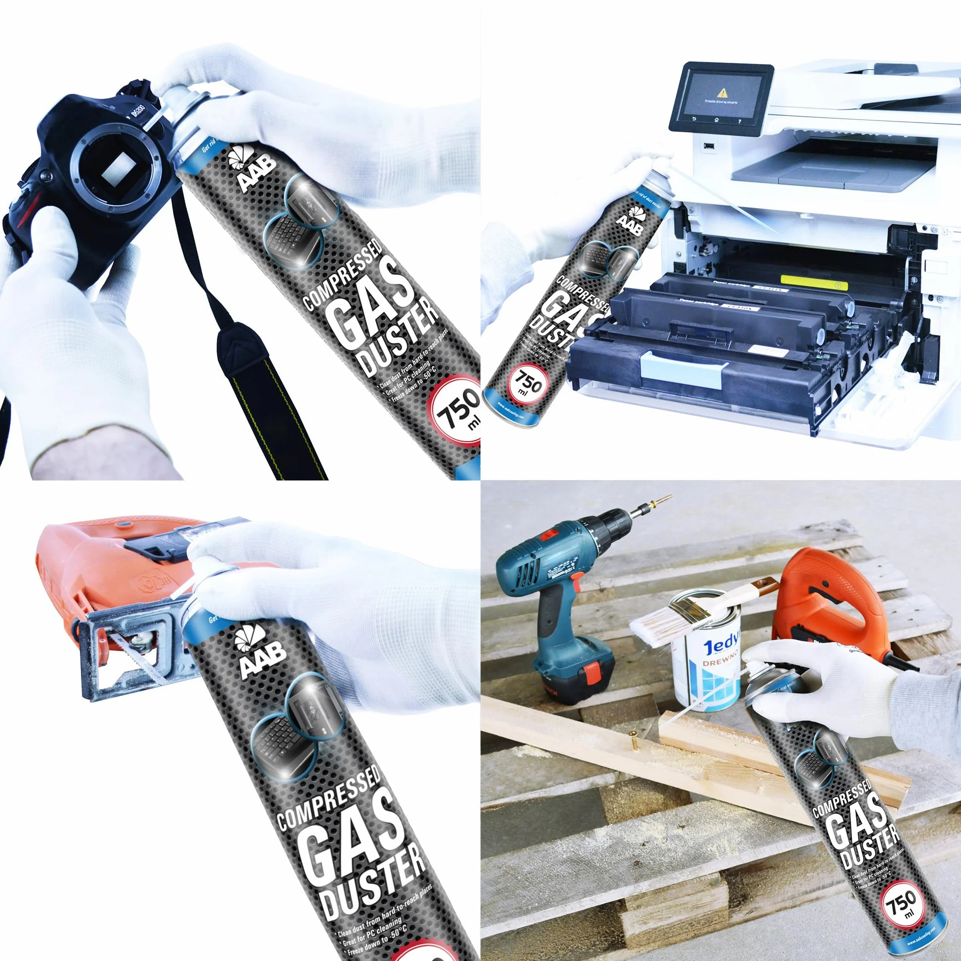2x AABCOOLING Bomboletta d'Aria Compressa 750ml per Pulire Accessori PC, Tastiera, Stampanti, Televisioni, Fotocamere, Spray Contatti con Tubo di Estensione, Rimozione di Polvere