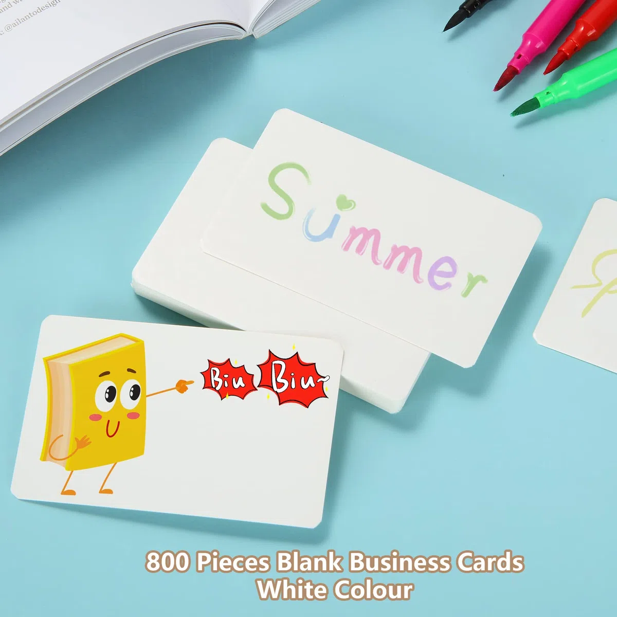 AKOLAFE 800 Pezzi Bianca Carta Kraft 89x54 mm Tarjetas De Papel Kraft Alta Qualità Biglietti da Visita Carte di Carta Kraft Fai Da Te Carta di Messaggio Vuoto Per Fai Da Te, Apprendimento, Memoria