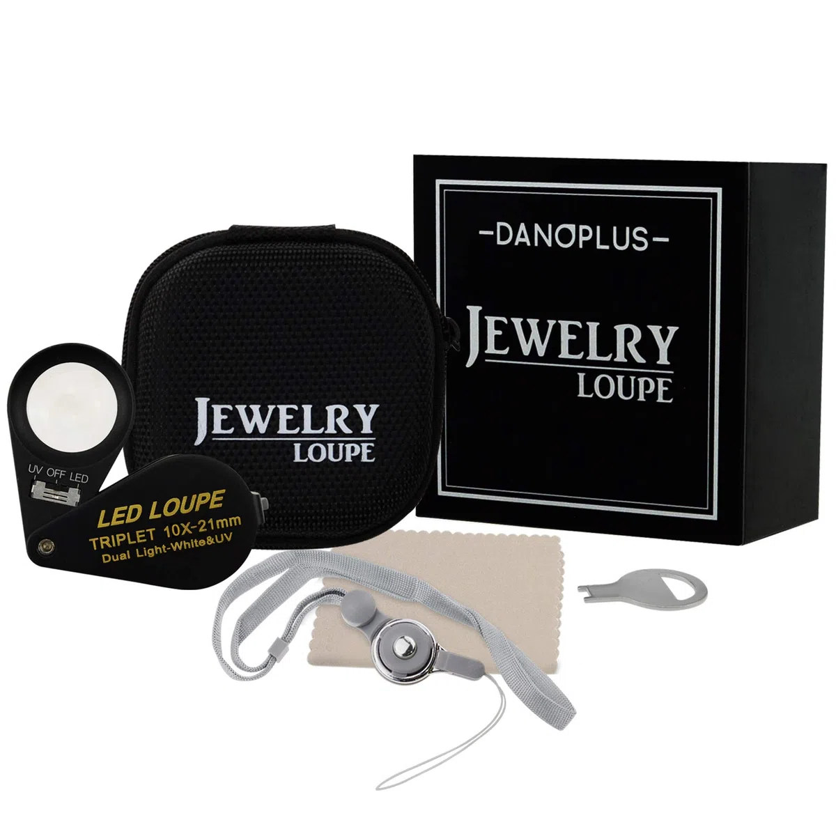 Lente di ingrandimento per gioielli 10x con LED UV, lente tripla da 21 mm, vetro ottico, strumento di ingrandimento tascabile per gioiellieri, filatelici e numismatici