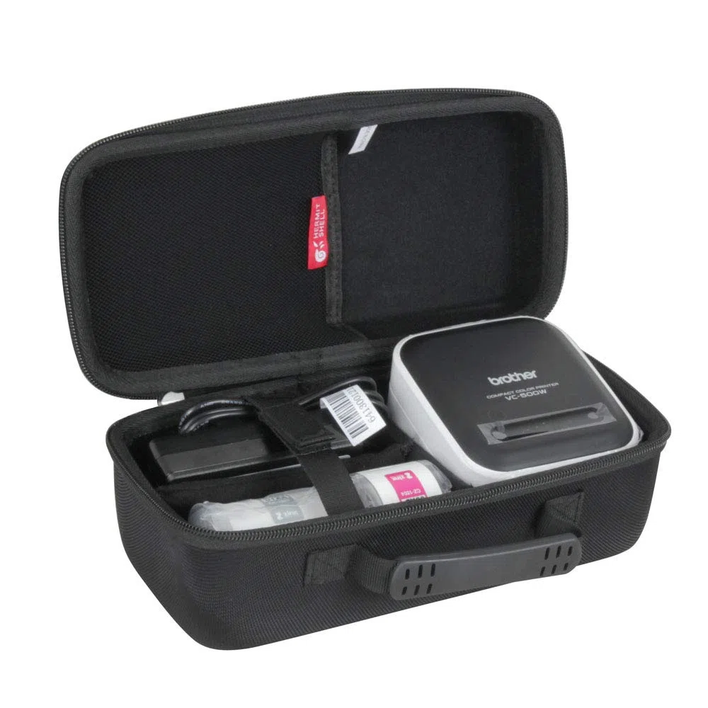Hermitshell - Custodia rigida, in EVA, per etichettatrice Brother VC-500W, da viaggio, colore: nero