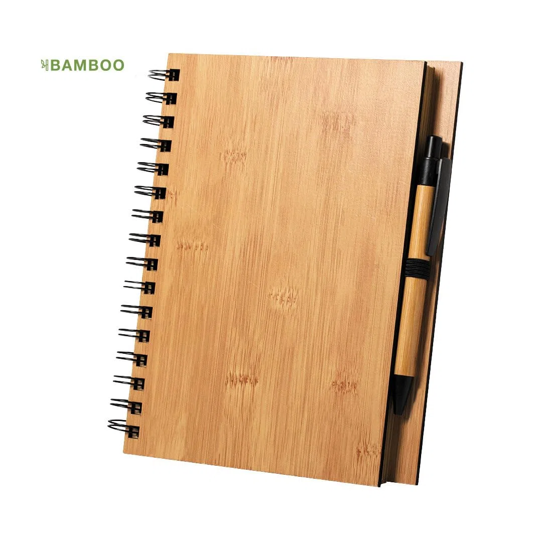 Taccuino Agenda e Penna Personalizzate a Sfera Legno Bambu' con Incisione Nome Regalo Laurea Comunione Compleanno con Scatola Bomboniera per Cerimonia Regalo Maestra Natale