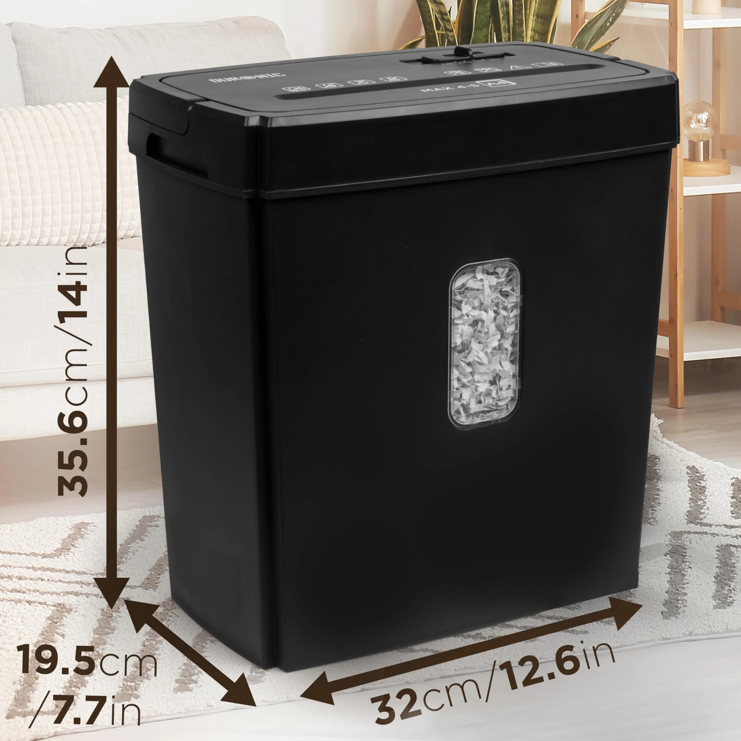 Duronic PS657 Distruggidocumenti Elettrico Taglio Incrociato 170W, Capacità 15L, Distrugge fino a 5 Fogli A4, Trituratore di Carta per Casa e Ufficio, Cestino Rimovibile Silenzioso e Compatto
