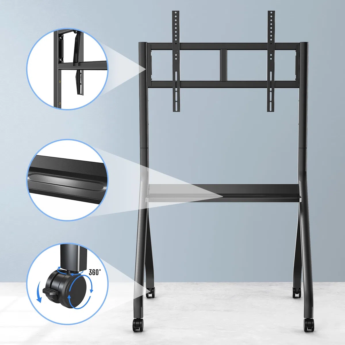 Smart Board Stand per Lavagna Interattiva 55"-65", Quattro Ruote Bloccabili