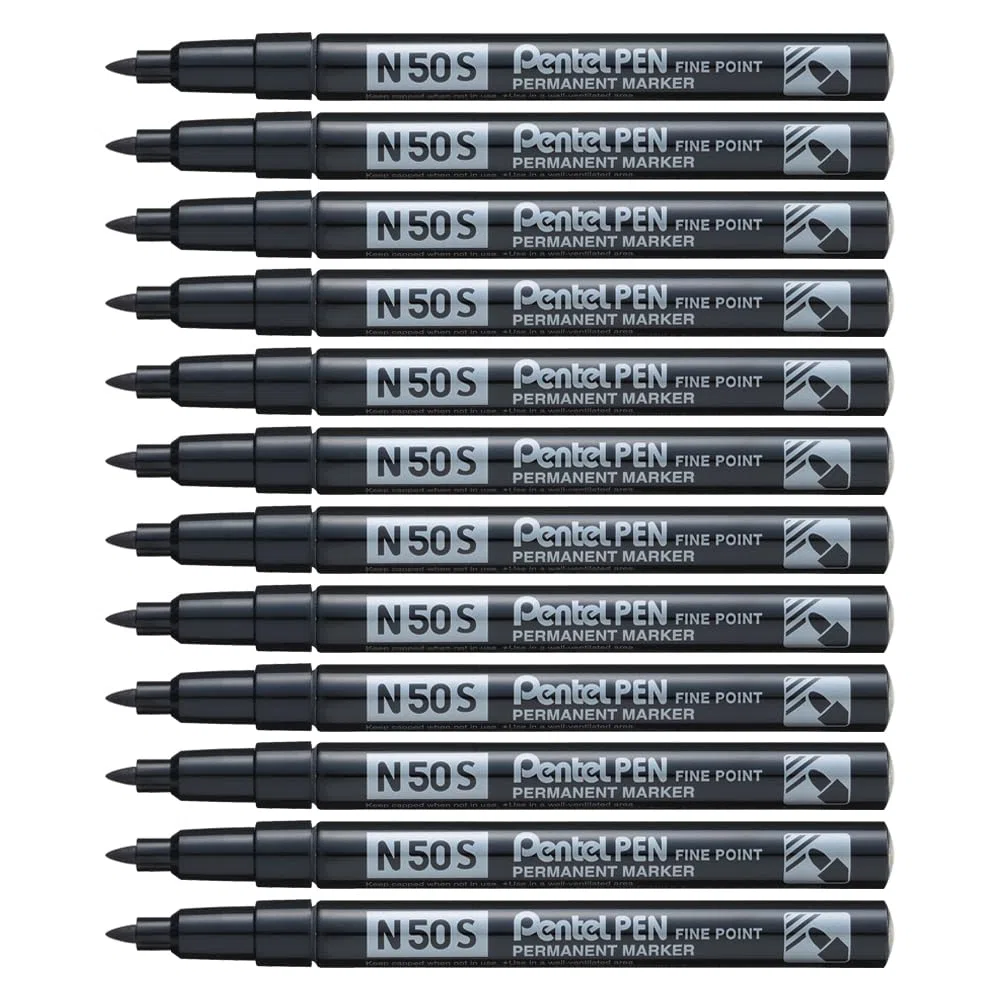 Pentel N50S marcatore permanente slim punta fine nero 12 pz