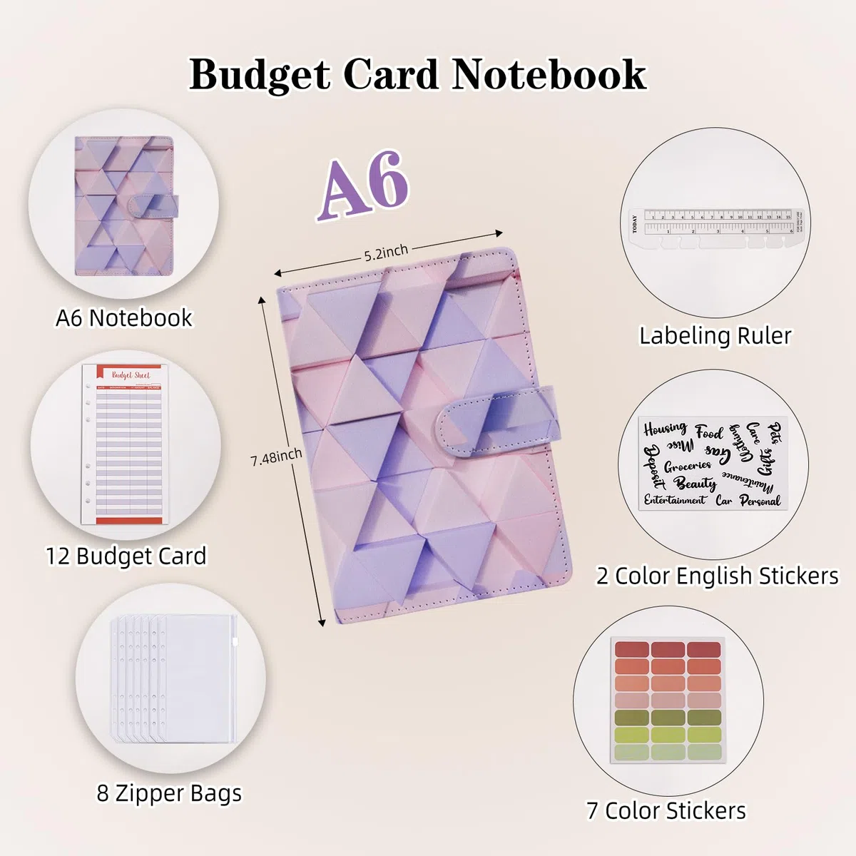 Quaderni con spirale A6 Durevoli, 5 Soggetti, Carta con Righe Universitarie, Copertina Resistente all'Umidità, Scuola, Ufficio, Business, Professionale, Rosa