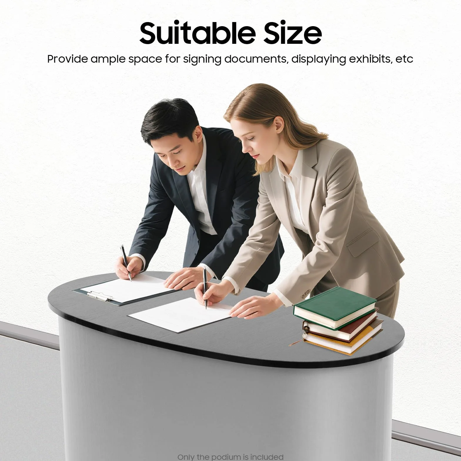 Banco di ricezione pieghevole, reception Counter Round, banco di vendita in plastica, per ricevimento aziendale, mostra dimostrazioni di prodotto, 40 x 90 x 90 cm