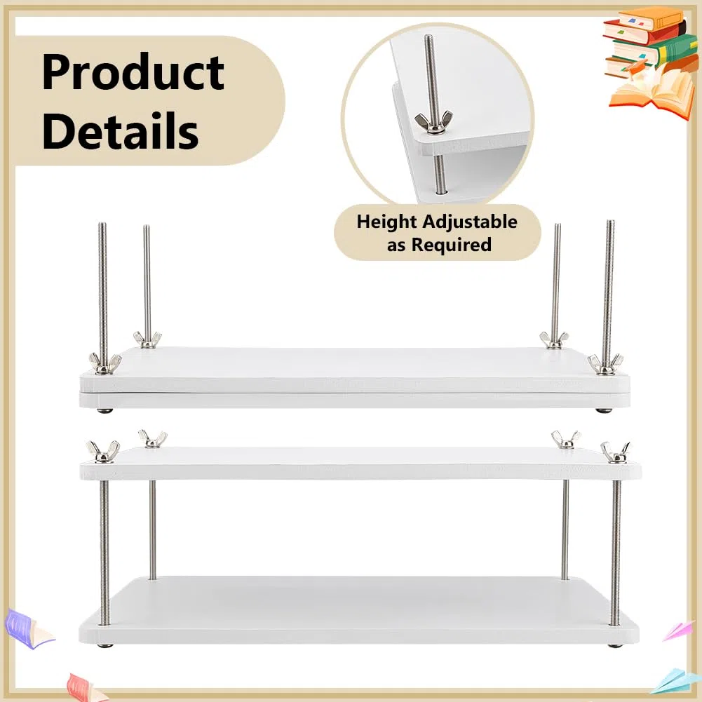 UNICRAFTALE 1 Set Rettangolo Bianco Bambù Portatile Pressa per Libri Strumento di Rilegatura Pressa per Libri In Legno Pressa per Carta Da Rilegatura per Forniture Macchina per Carta Piatta per DIY