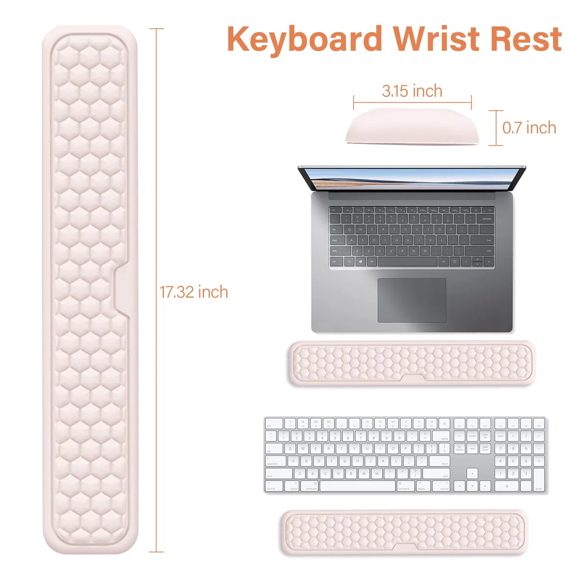 MOSISO Grande Tappetino Mouse Gioco&Poggiapolsi Tastiera Massage&Tappetino Mouse&Coaster,Set Cuscinetti Ergonomici Antiscivolo e Cuscino Typing Facile con Memory Foam L'Ufficio Domestico,Albicocca