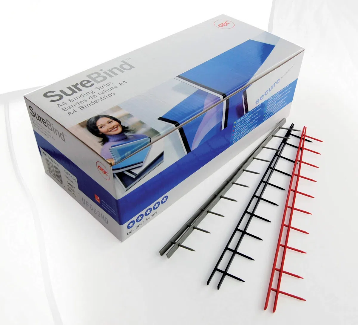 GBC Dorsi per Rilegatura SureBind, 25 mm, 250 Fogli di Capacità, A4, Blu, Confezione da 100, 1132845
