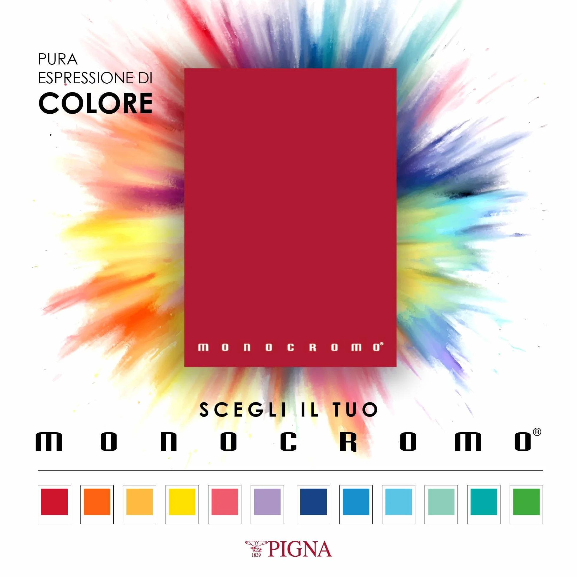 Pigna, Cartella portadocumenti con elastico MONOCROMO THE ORIGINAL, dorso 1,2, formato 26x35,5 cm., pacco da 6 pezzi