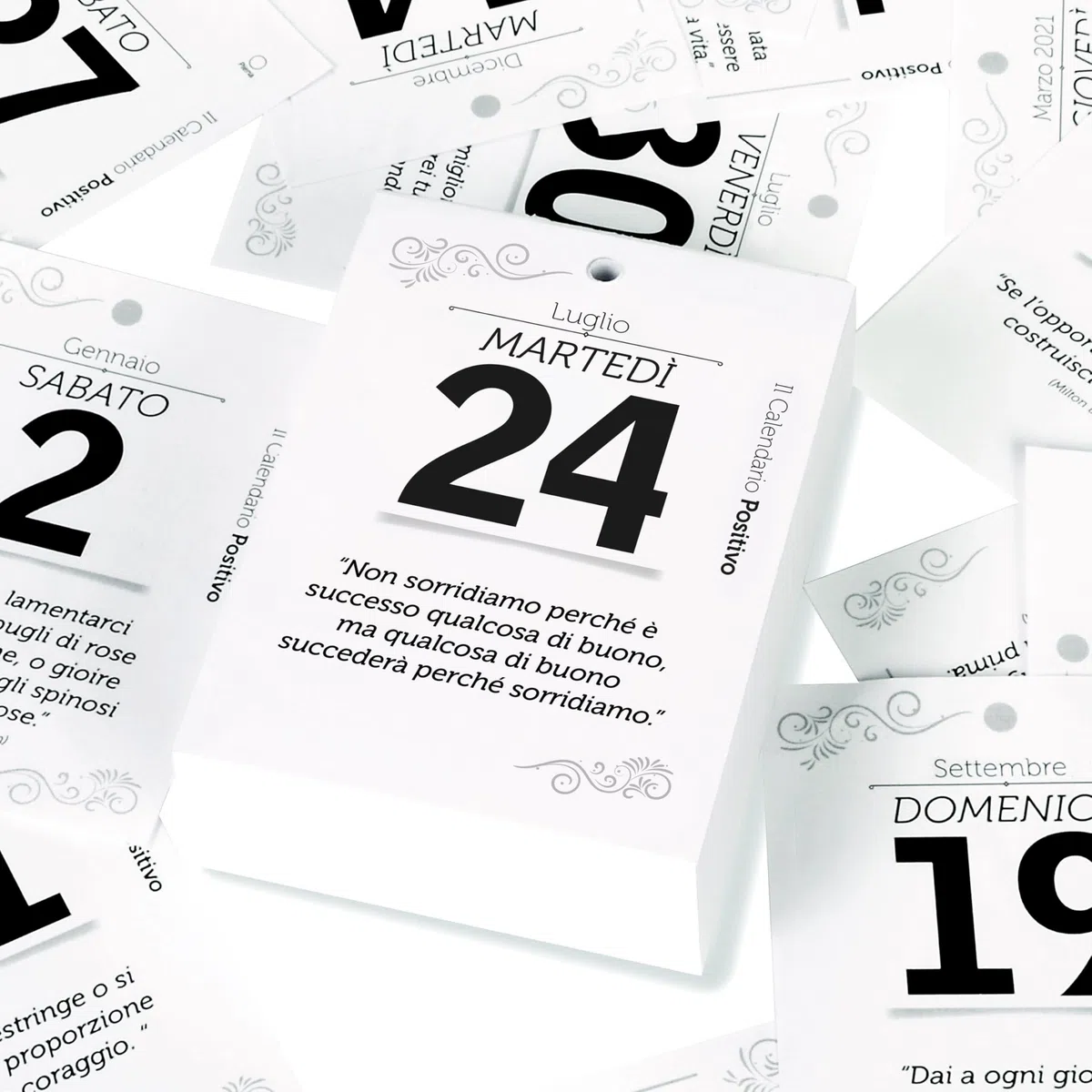 Calendario Positivo 2026 Motivazionale | Con Supporto in Legno di Faggio, da Tavolo | Affronta le Giornate col Sorriso ed un Pensiero filosofico | Idea Regalo geniale | Misure 12x17x5,5 | Luxury Pack