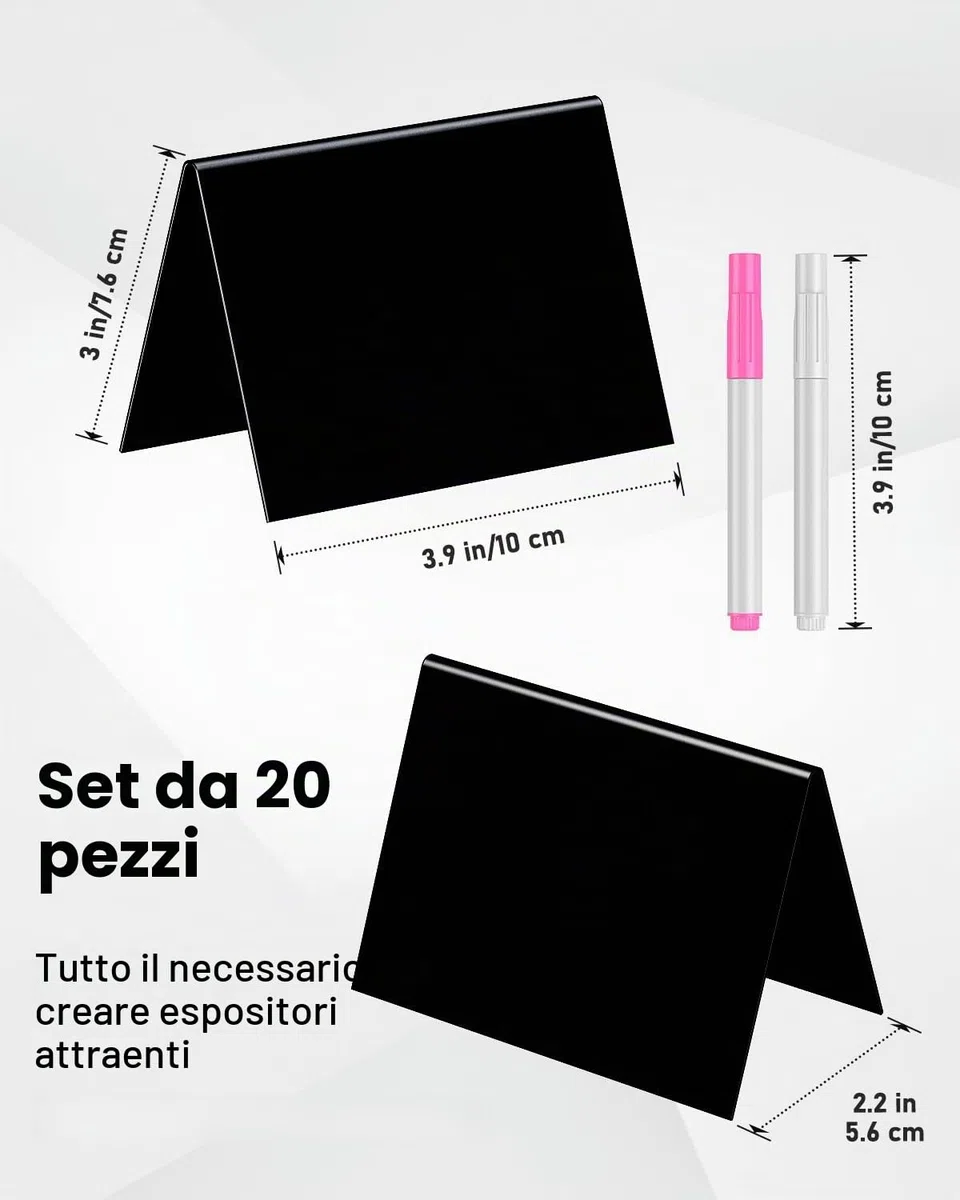 Uniclife Confezione da 20 Mini Lavagnette per Alimenti, Piccole Lavagnette con Pennarelli per Gessetti, Segnali Alimentari in PVC Lucido Riusabili Etichette Alimentari per Buffet di Matrimoni e Feste