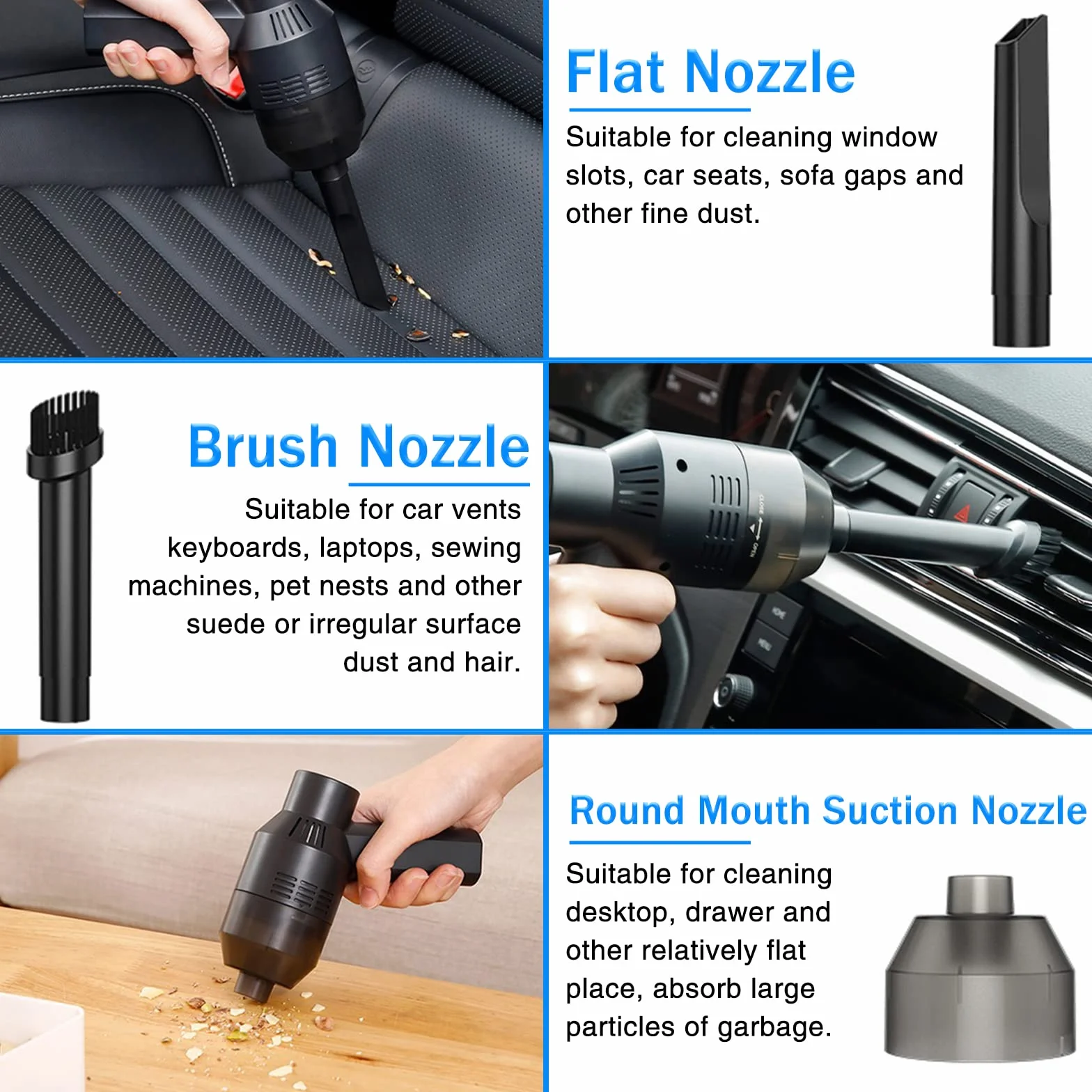Aspirapolvere per computer Aspirapolvere potente Mini aspirapolvere ricaricabile,Cordless Portable Vacuum-Best Cleaner Tool per la pulizia di polvere,scarti per laptop,auto,borsa per il trucco