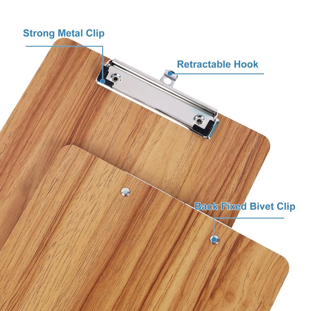 LELADY A4 Portablocco di Legno, 8 Pezzi Portablocchi, Portablocchi con Clip, Portablocco con Ferma Documenti, Legno Portablocco Clipboard, Appunti in Legno, A4 Clipboard