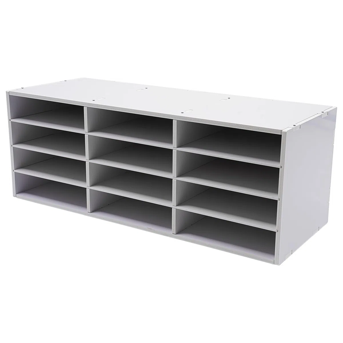 Portadocumenti a 4 ripiani, con 12 scomparti, da scrivania, per la letteratura, per la casa, l'ufficio, l'aula, il fai da te, 80 x 30,8 x 30 cm (bianco)