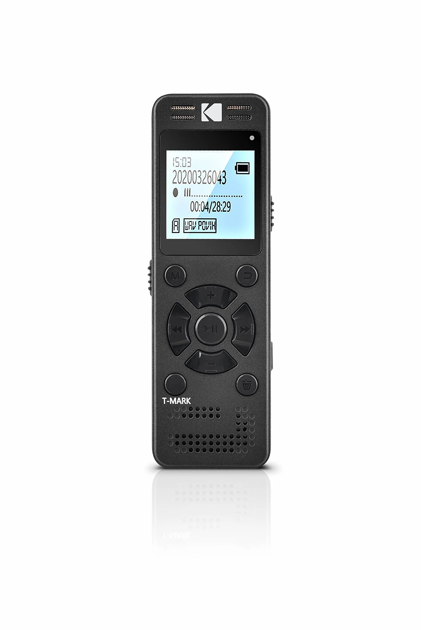 Kodak VRC350 - Registratore vocale ad alta intensità, mini registratore vocale ricaricabile con controllo vocale, batteria al litio, lettore MP3 e dispositivo di ascolto