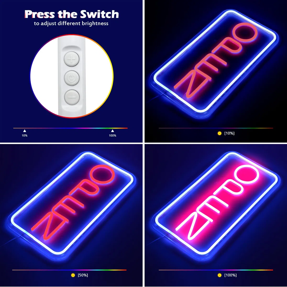 Insegne al neon a LED aperte per affari, 42 x 22 cm, con luce aperta, display elettrico, alimentato da USB, regolabile, luminoso, con segnale orario di apertura/chiusura per negozi, bar, caffè