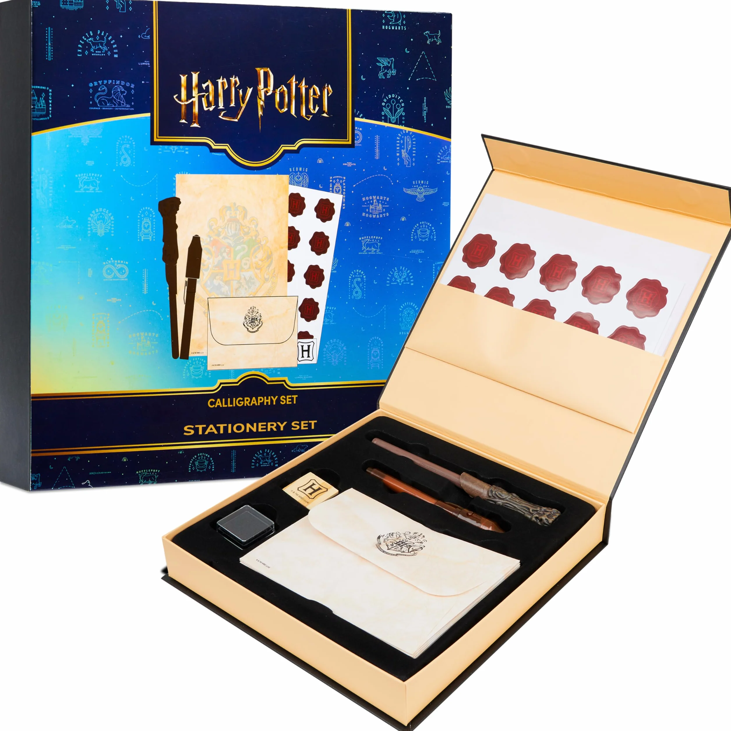 Harry Potter Set Cancelleria Con Carta Da Lettere Buste Adesivi Con Sigillo Hogwarts Penna Inchiostro Invisibile Penna Calligrafica, Regali Harry Potter