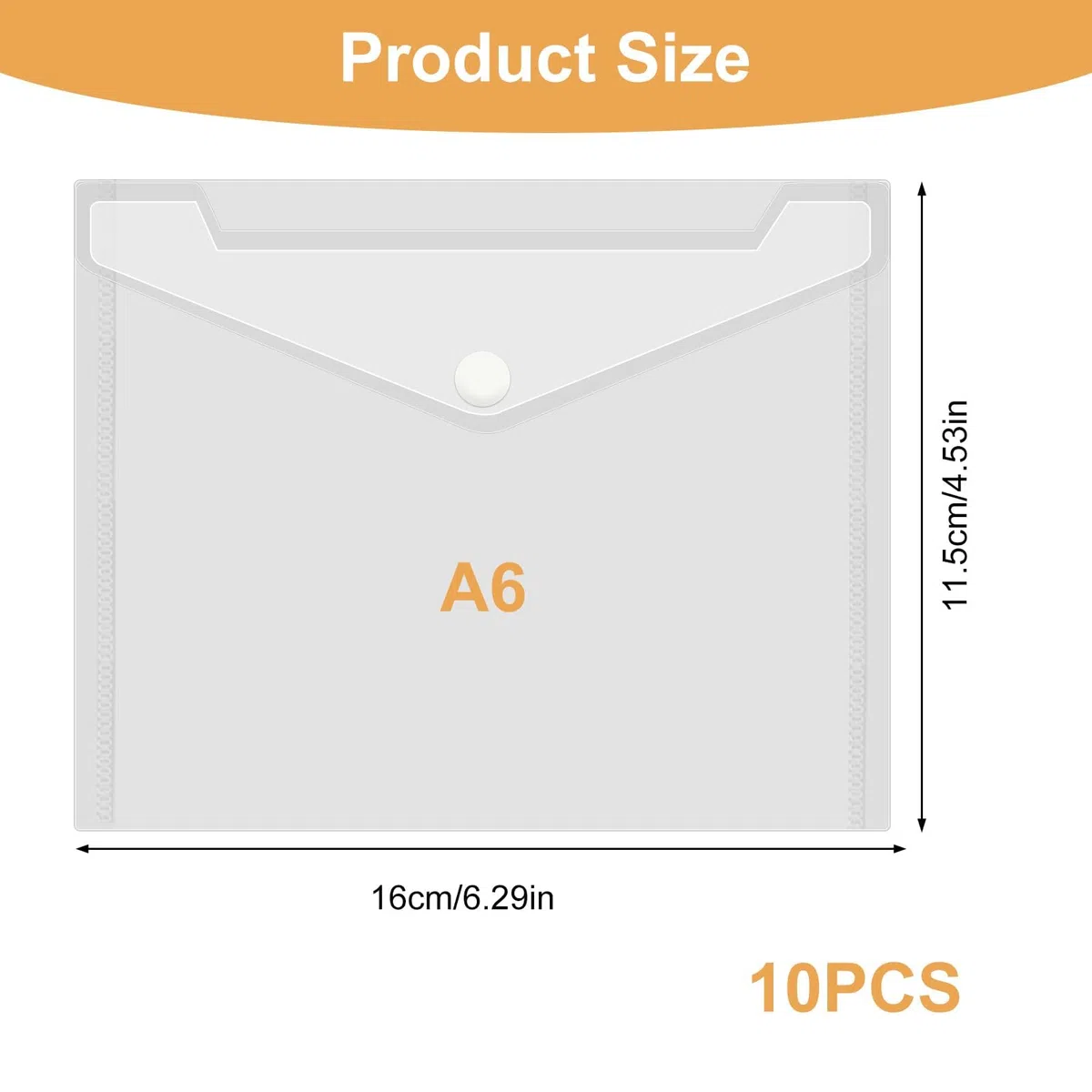 10 buste in plastica trasparente formato A6, con bottone automatico, impermeabili, con bottone a pressione, per scuola, casa, ufficio, viaggi, organizzazione di documenti (16 x 11,5 cm)
