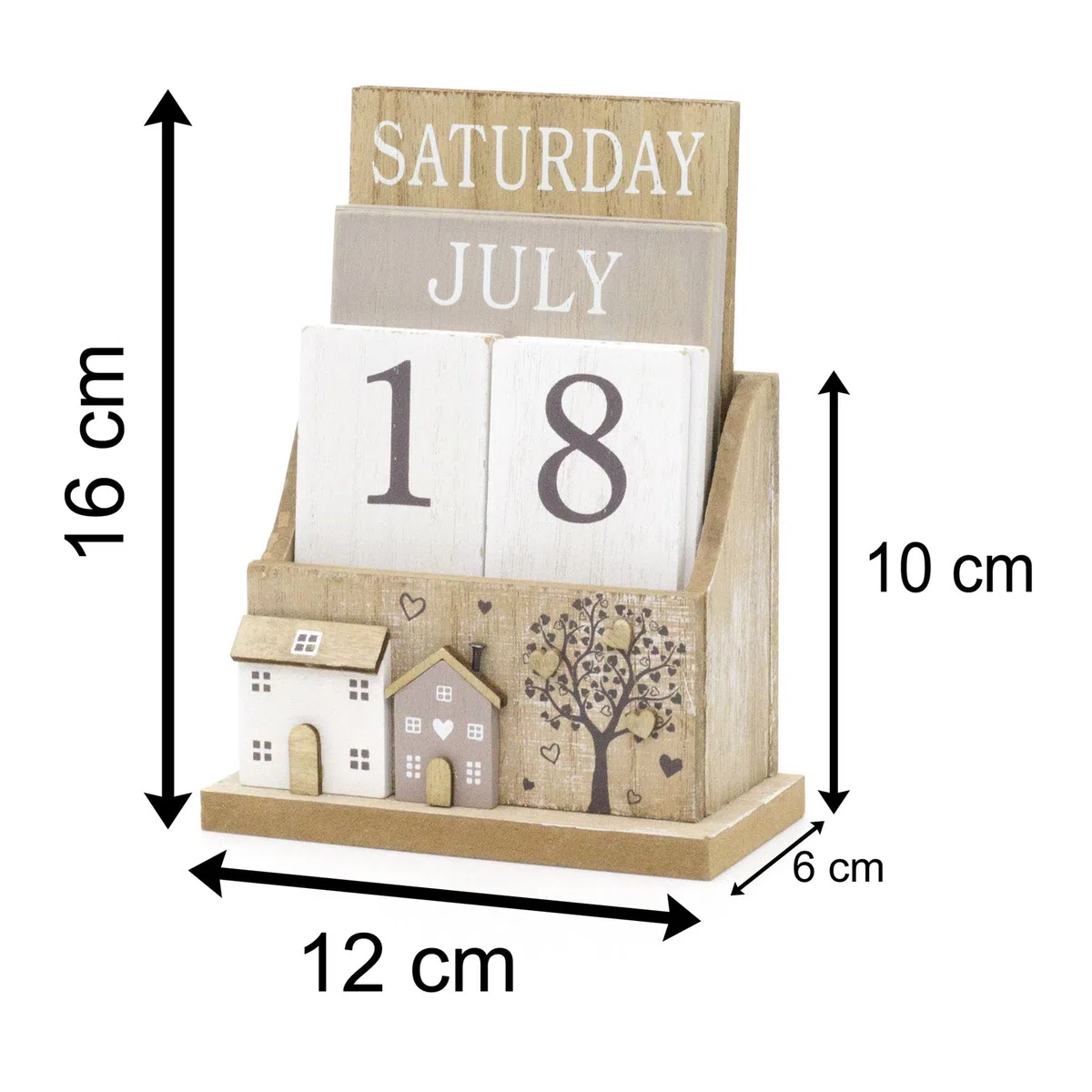 Calendario Perpetuo in Stile Shabby Chic in Legno | Calendario da Scrivania a Sfogliare | Calendario da Scrivania Calendario per la Casa