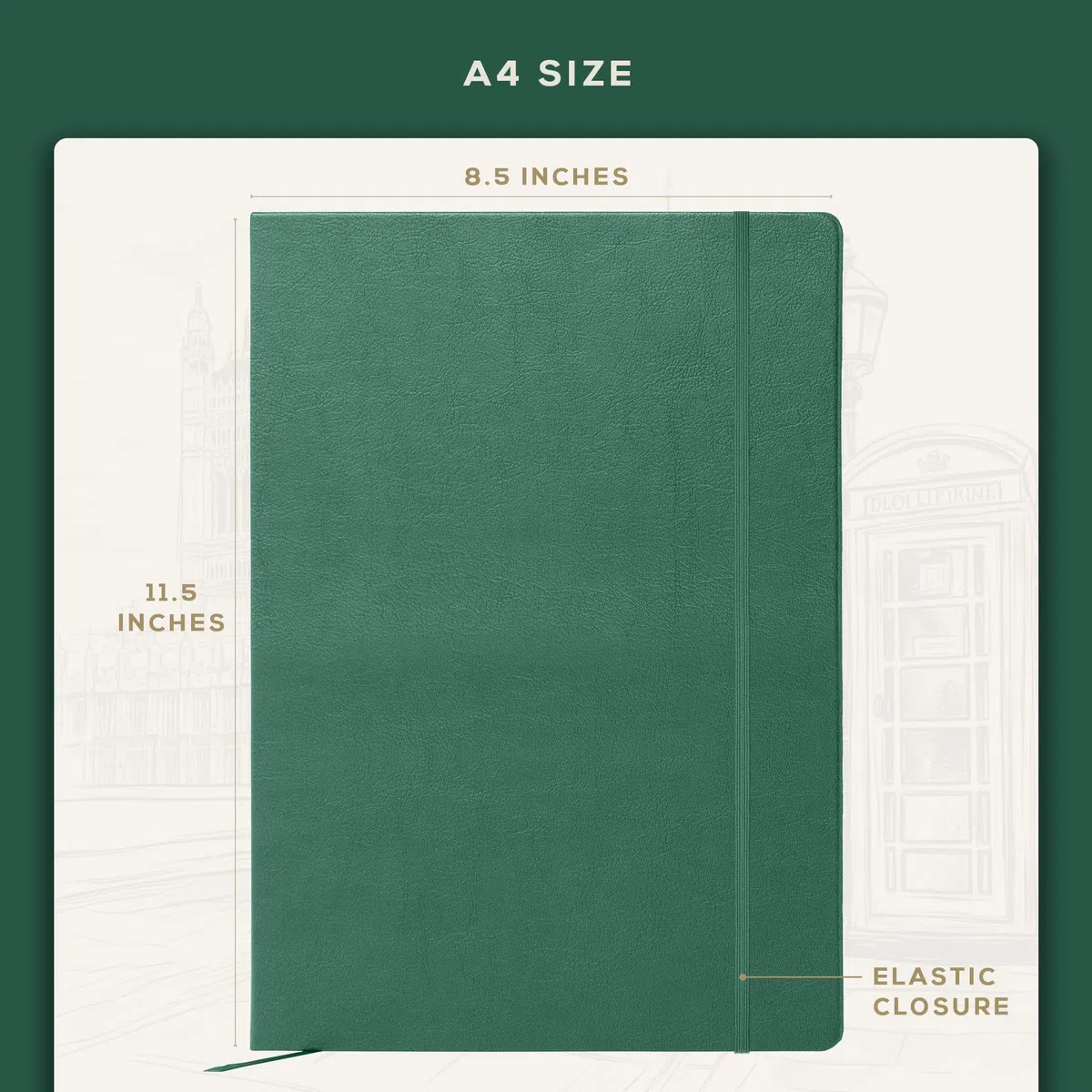 Beechmore Books Quaderno musica A4 (21,6 x 29 cm) – 156 pagine, 120 g/m² | Copertina rigida similpelle, righe musicali perforate, apertura piatta, confezione regalo per musicisti e studenti