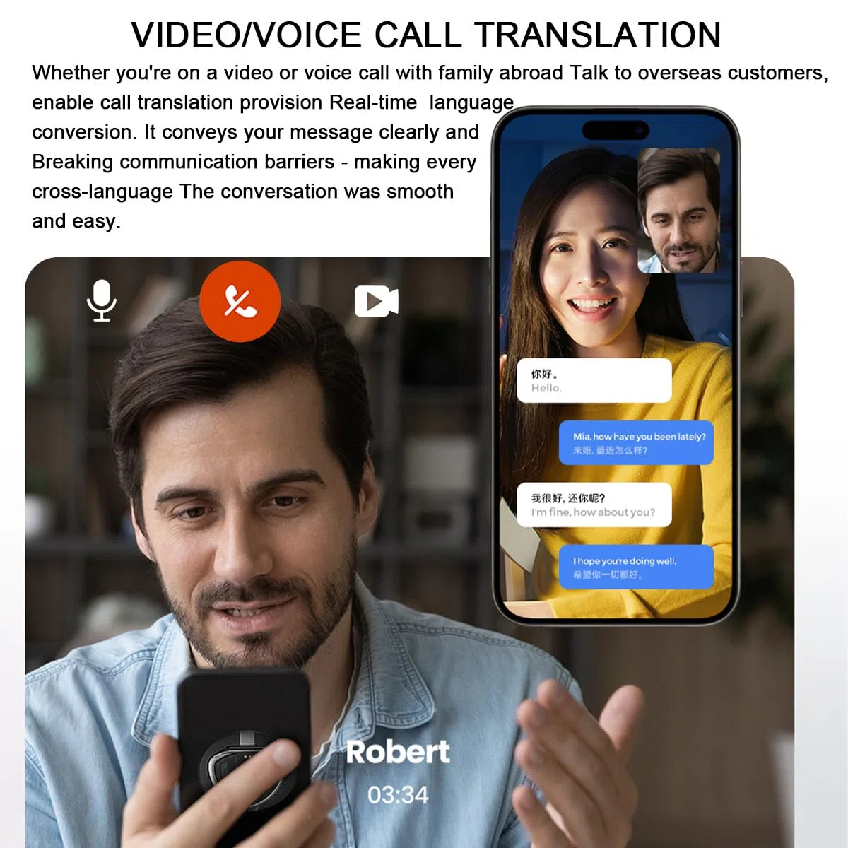 AICase Traduttore intelligente basato sull'IA, traduttore linguistico, controllo tramite app, trascrizione e traduzione IA gratuite, supporta 146 lingue, registratore/traduttore audio per conferenze