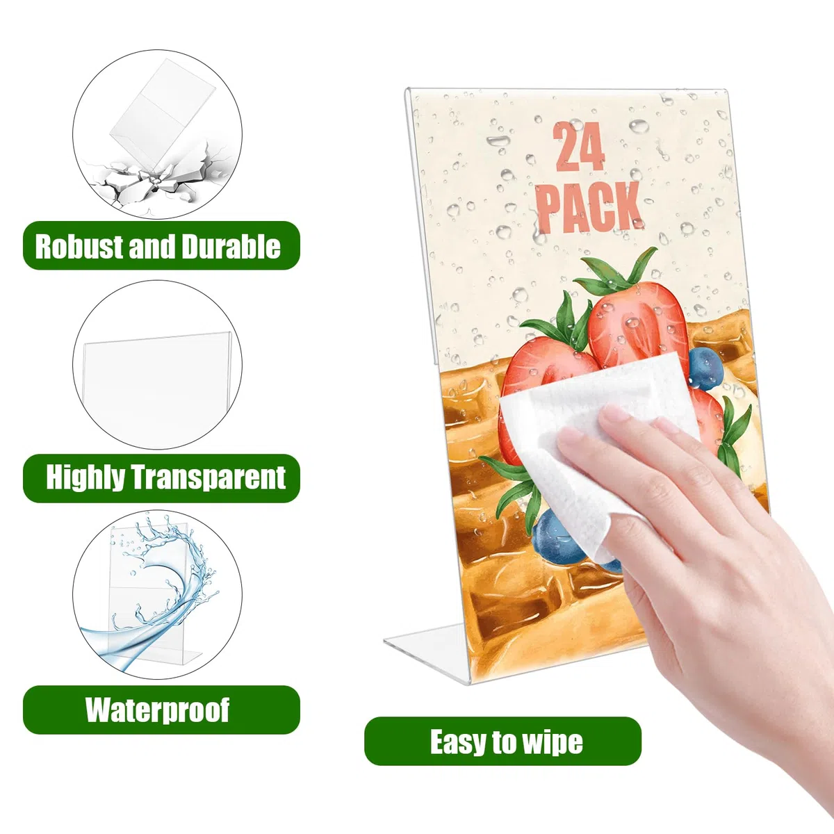 MIVIDE 24 Pezzi Espositori da Tavolo in Plastica A6, 150 x 100 mm Trasparente Espositore per Poster in Acrilico, Supporto da Tavolo A6 per Ristoranti, Menu, Hotel, Caffè
