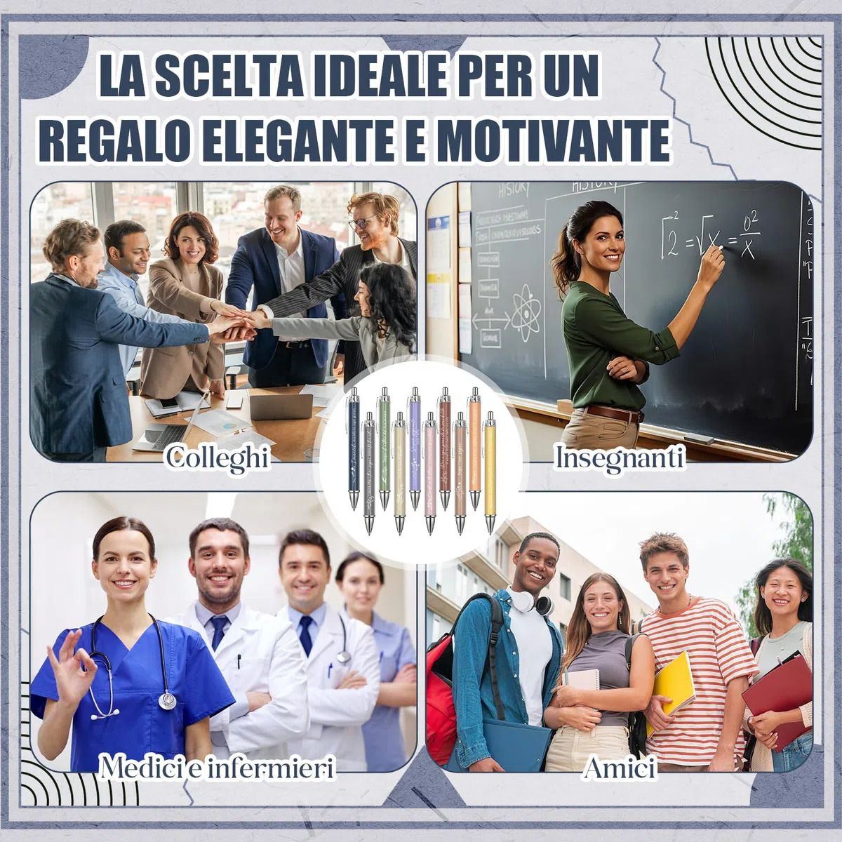 Faccito 20 Pezzi Penne Motivazionali Italiano con Frasi Ispirazionali, Set Penne Regalo Colori Pastello Floreali, Regalo Laurea Fine Anno Scolastico Collega Maestra Infermiera