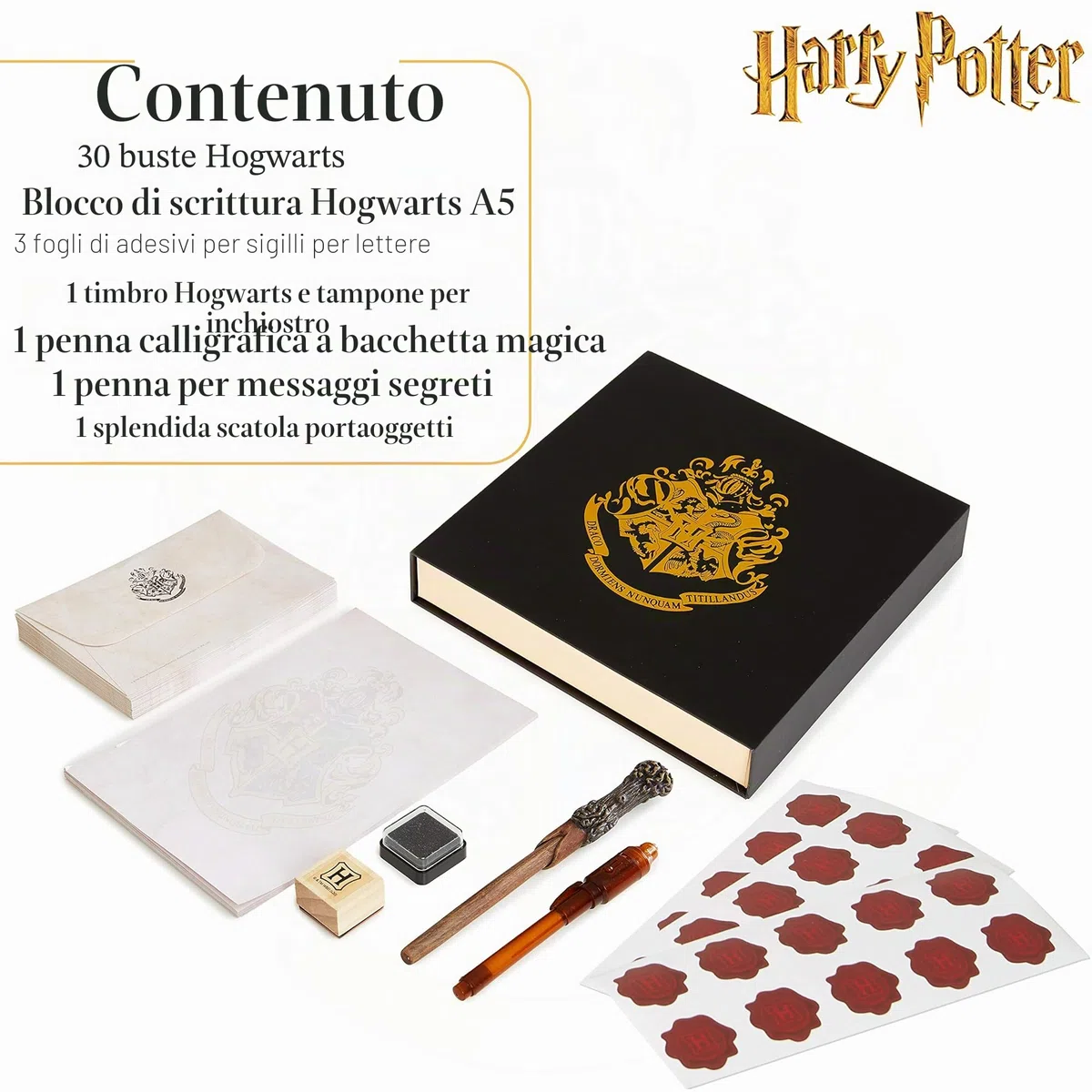 Harry Potter Set Cancelleria Con Carta Da Lettere Buste Adesivi Con Sigillo Hogwarts Penna Inchiostro Invisibile Penna Calligrafica, Regali Harry Potter