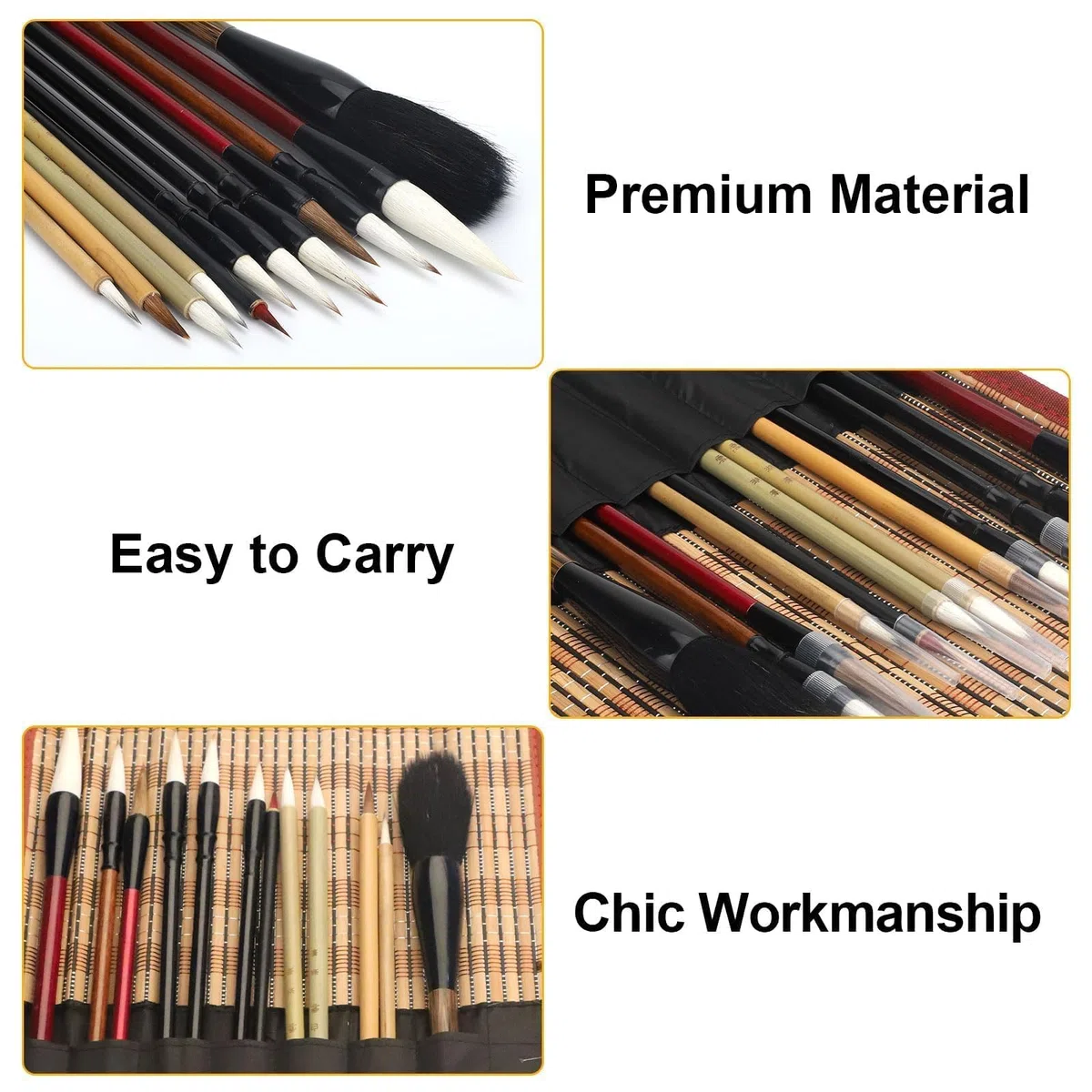 Linkstyle Set di 12 pennelli per calligrafia cinese, dimensioni miste giapponesi, Kanji Sumi, pennelli per pittura a inchiostro per principianti