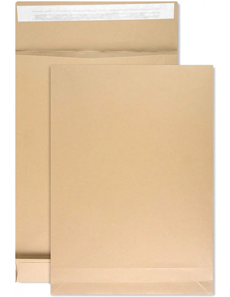 Netuno 50x busta marrone a sacco con soffietti laterali e fondo quadro B4 250x 353 mm 120g busta B4 soffietto per spedizione con strip adesivo