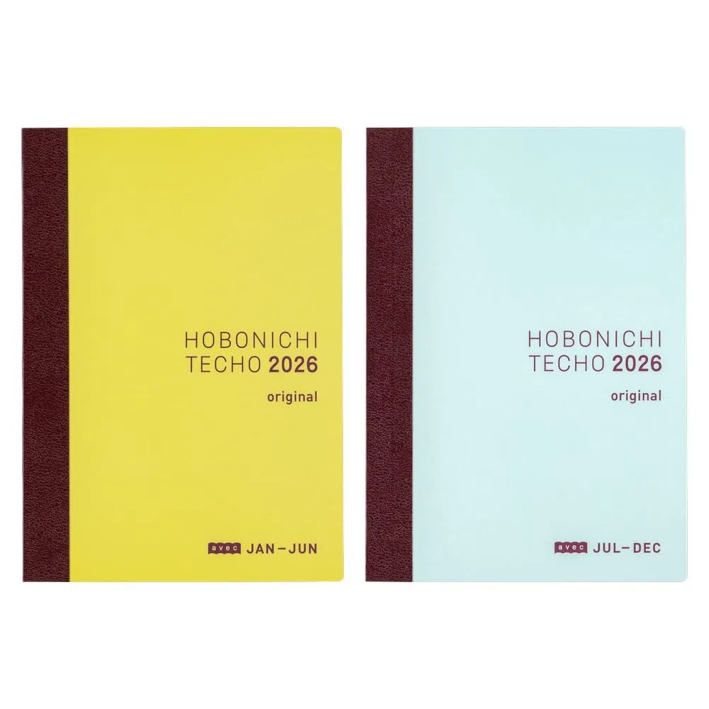 Hobonichi Techo 2026 - Libri originali Avec – A6, giornaliero, 6 mesi x 2 libri (inizio gennaio), giapponese, planner