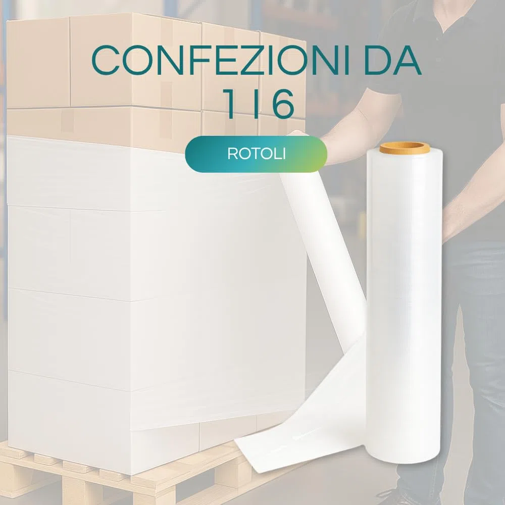 Virsus 6 Rotoli Pellicola Film Estensibile Manuale di colore Bianco spessore 23 my, 2,4kg altezza 500mm