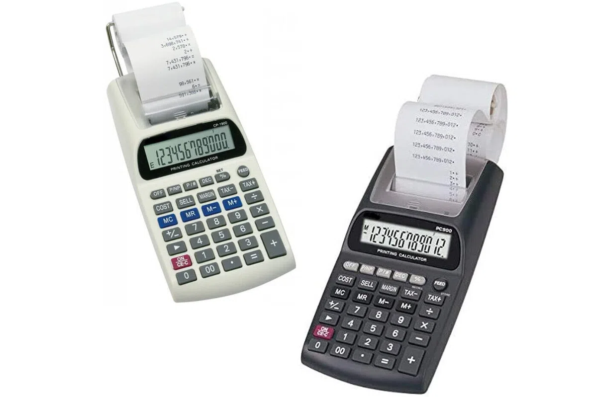 Calcolatrice scrivente,con Stampante per scontrini Non fiscale con Display LCD a 12 cifre per aziende, Negozi, attività Dimensioni: 19 x 9,5 cm