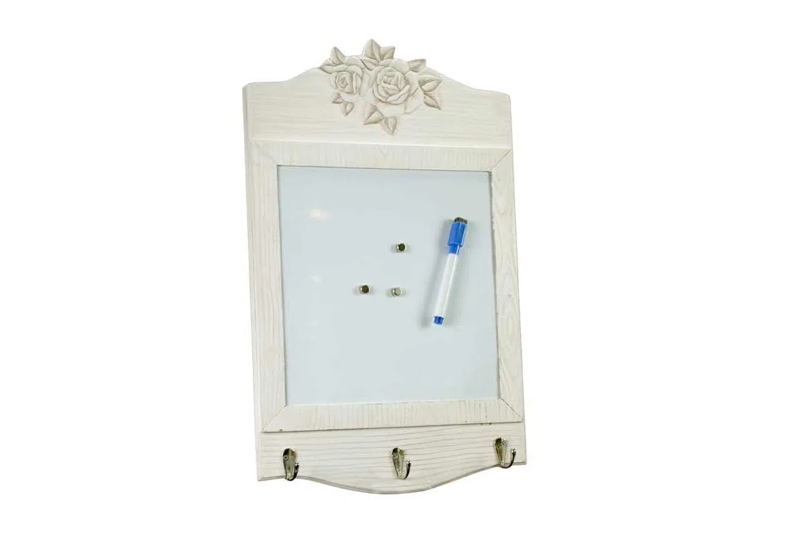 Lavagna lavagnetta da parete con pennarello cancellabile in legno decoro rose con 3 ganci 30 * 47 cm shabby chic TOD-514937