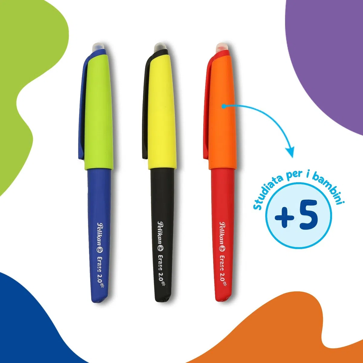 Pelikan Erase 2.0, Penna Roller Cancellabile Ergonomica, Inchiostro Blu, per Destrimani e Mancini, per la Scuola, Refill Blu Incluso, Ricaricabile, 12 Pezzi