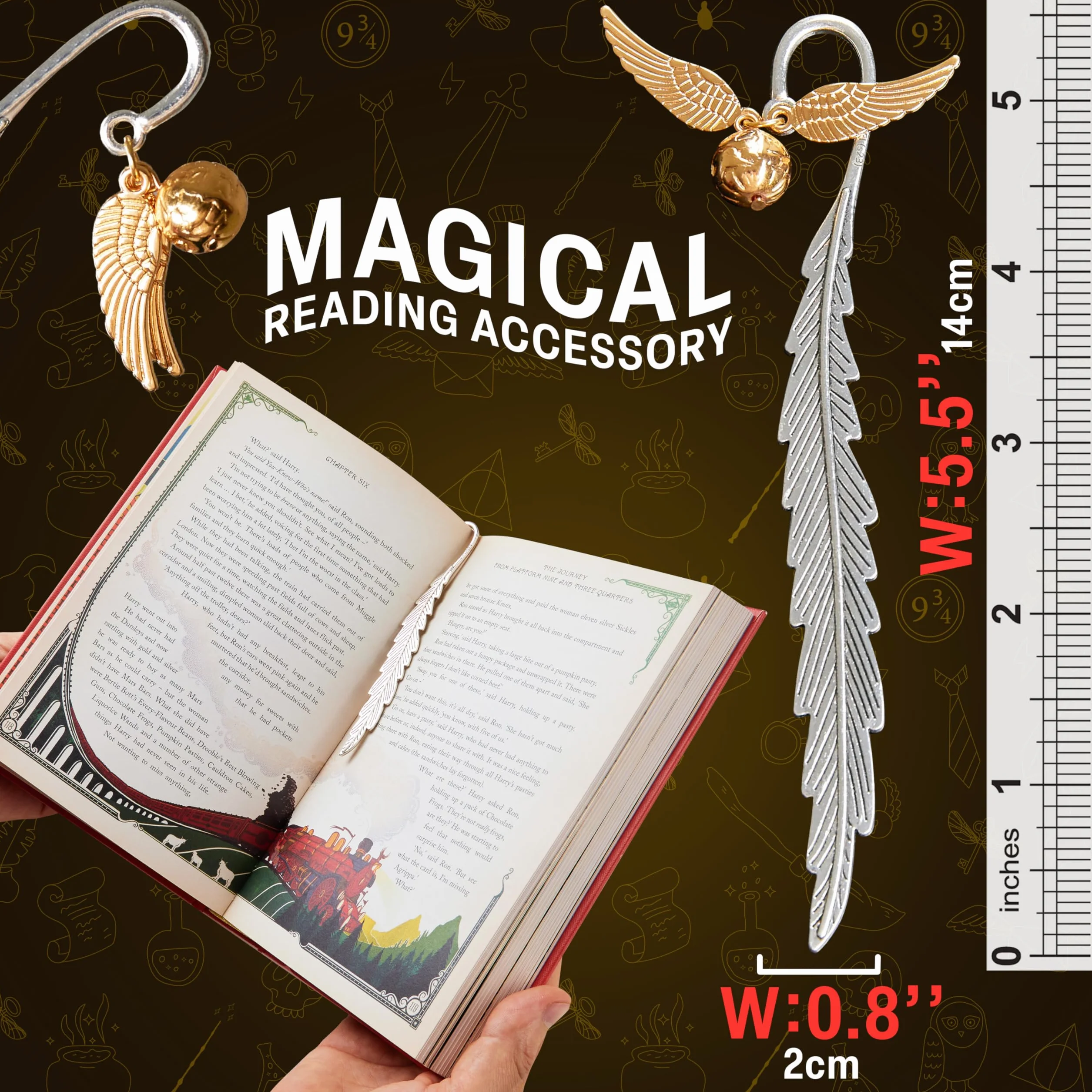 Harry Potter Segnalibro Metallo, Segnalibri Particolari con Ciondolo, Accessori Libro, Regalo per Sorella Amica Mamma Papà (Golden Snitch)