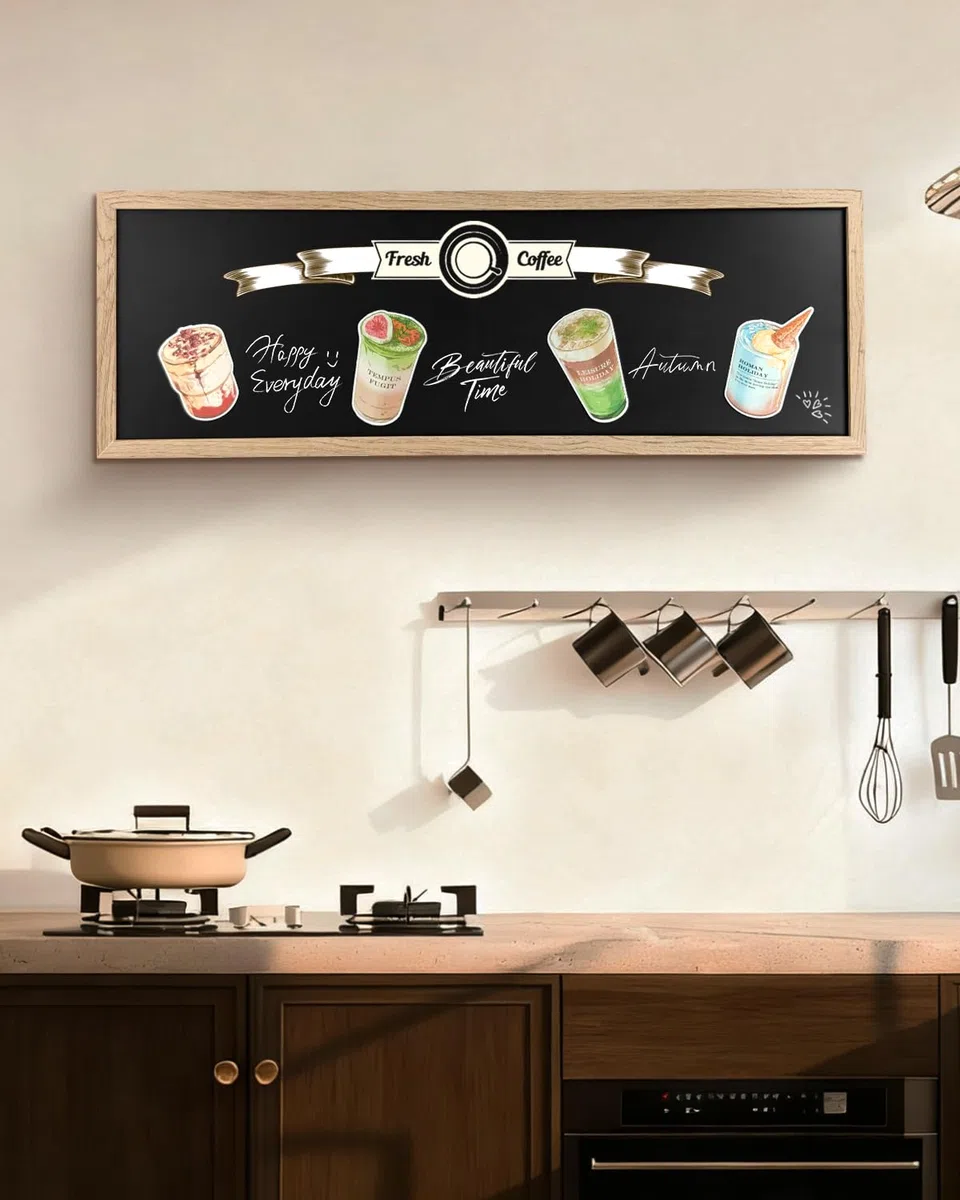 Okydoky Lavagna magnetica con cornice in legno, 30 x 90 cm, per appendere verticalmente o orizzontalmente, per menù da parete per ristoranti, carrelli da pranzo, cucina, bar e decorazioni per la casa