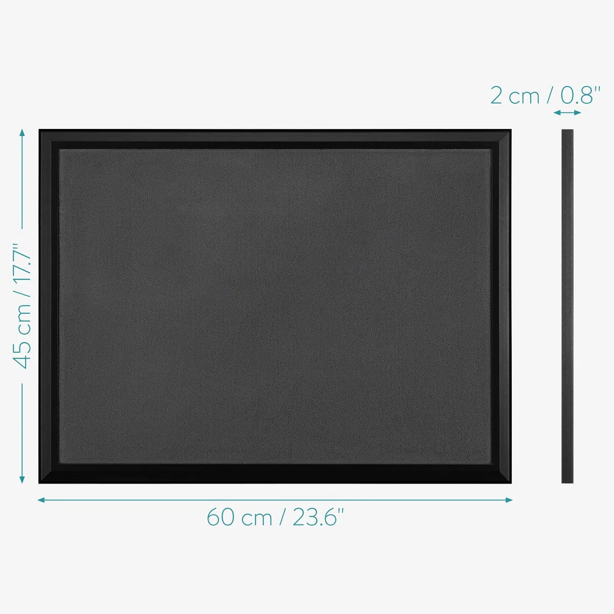 Navaris Bacheca da Parete Morbida 60 x 45 cm - Porta Foto Muro e 24 Puntine Oro Argento - Bacheca Tessuto Peluche Grigio con Cornice Nera - Porta Gioie