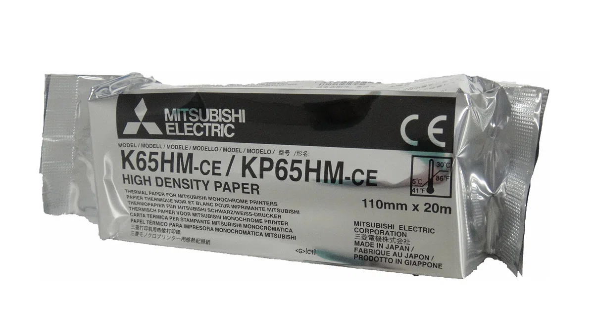 Mitsubishi Electric Corporation K65HM-CE/ KP65HM-CE Kit Carta Termica ad Alta Densità per Stampante Medicale, A6, 110 mm x 20 m, 4 pezzi