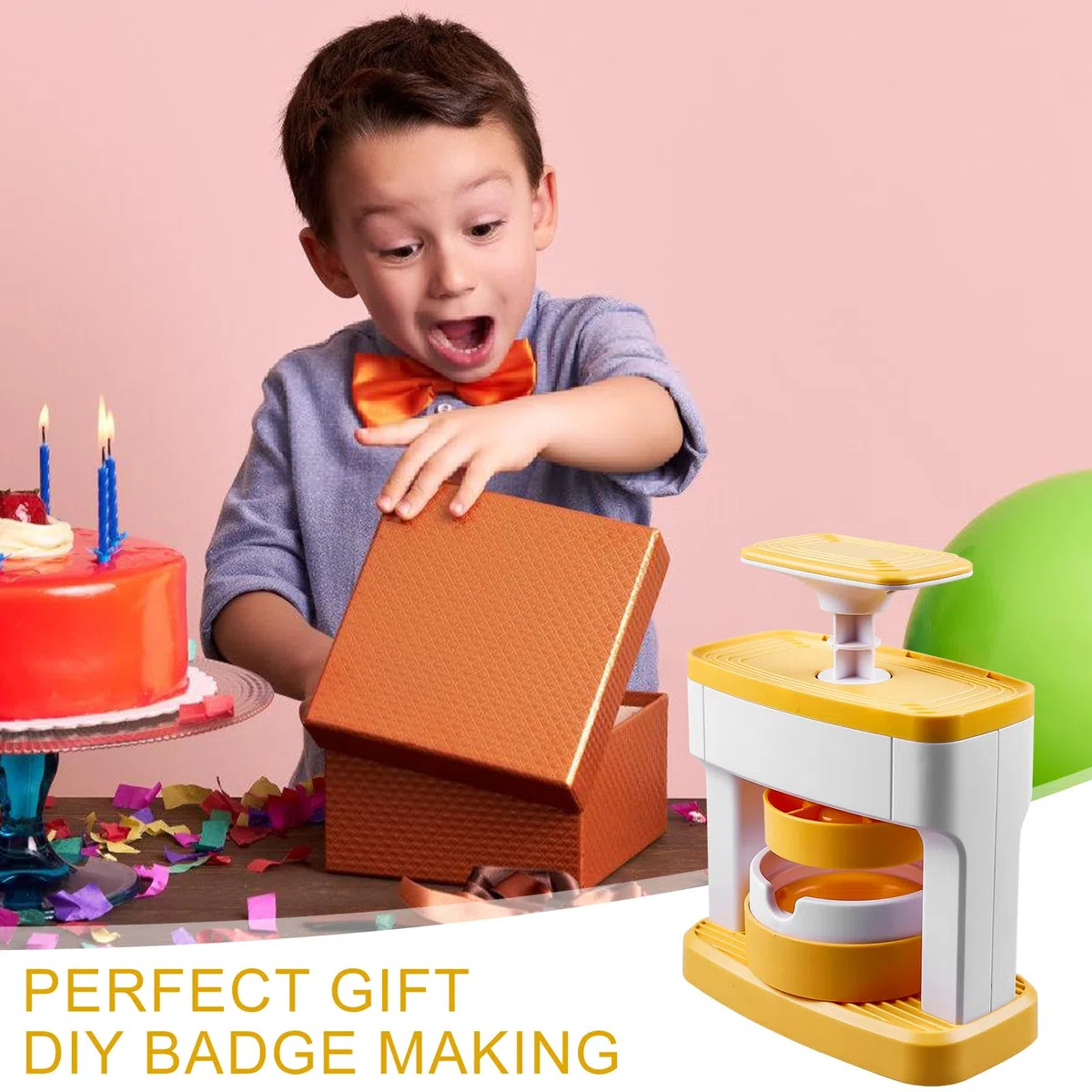 98 pezzi Button Maker Badge Machine, 55 mm distintivo fai da te con 48 carta per motivi e 48 distintivi, 1 taglierina circolare, regali per bambini per feste, regali fai da te