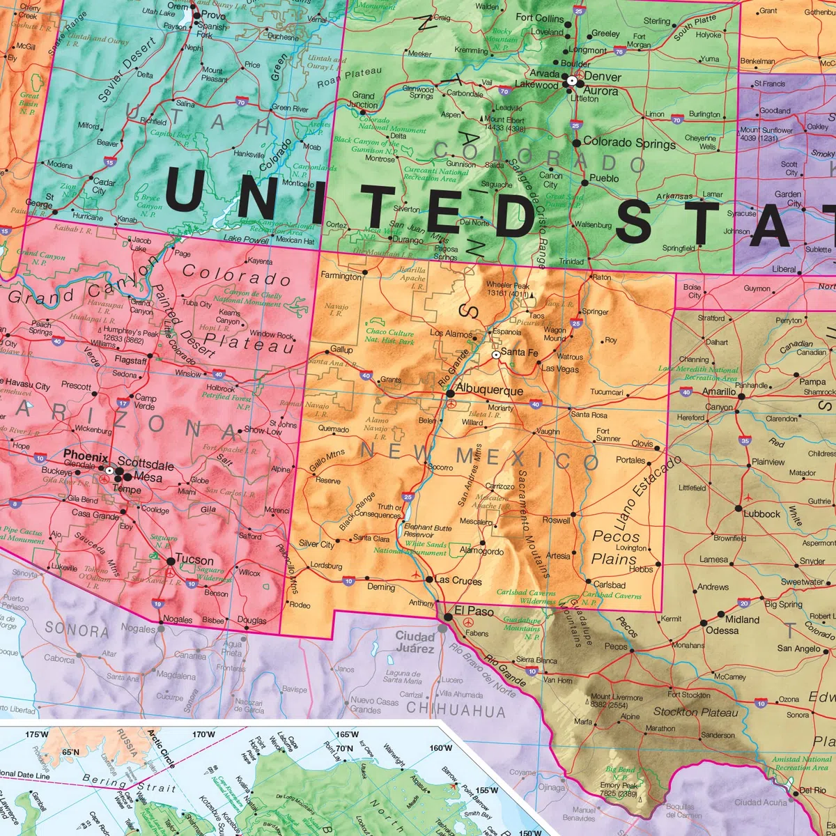 Political USA - Mappa da parete laminata, lato anteriore singolo, 17 x 22 Maps International
