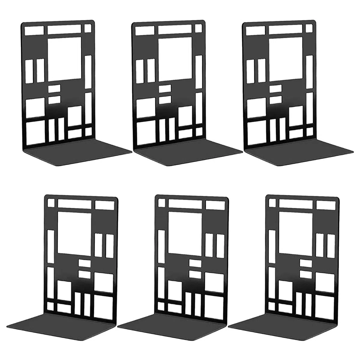 3 Paia Fermalibri per Mensole Metallo Reggilibri de Mensole Porta Libri da Scrivania Decorativi Fermalibri per Libri Pesanti Antiscivolo per Ufficio Scuola Biblioteca Casa Nero
