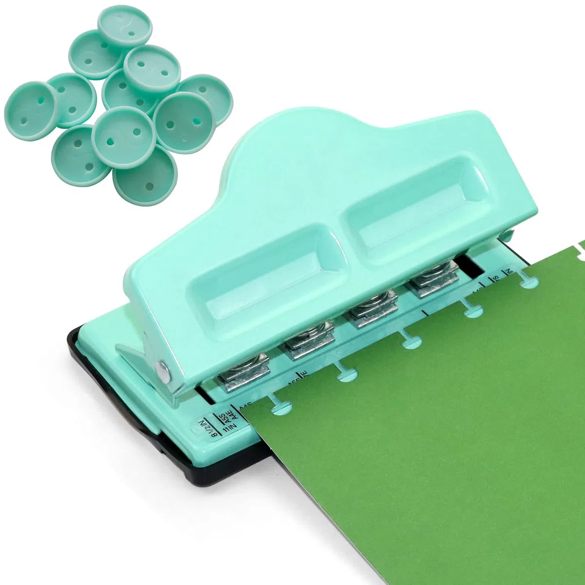 Perforatrice per funghi, regolabile con 4 fori, foratrice con 11 dischi per rilegatura, planner felici, fustellare la propria carta, quaderni (verde)