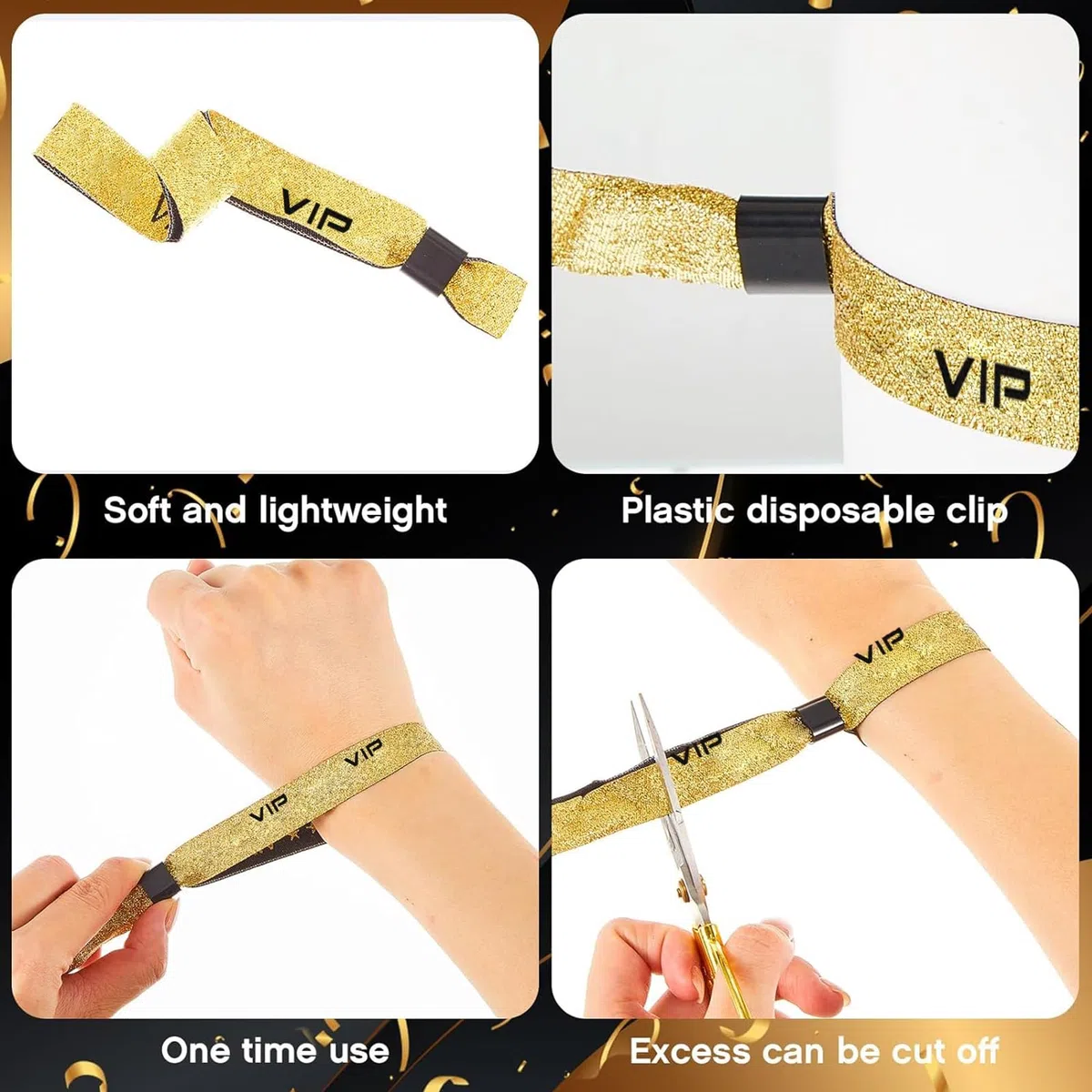 70 PCS Braccialetti VIP in Tessuto,Cinturini da Polso VIP d'Ingresso,Fasce VIP per Eventi,Festival Braccialetti,VIP Braccialetti Ingress Braccialetti Identificativi per Concerti Attività Feste