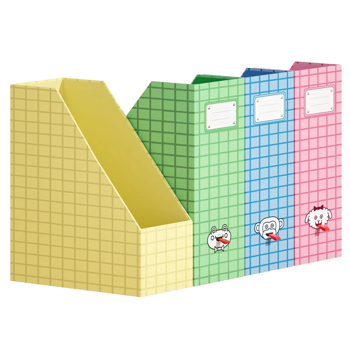 JiaWei Portariviste 4 Pezzi, Fondo Robusto, Realizzato in Cartone Extra Robusto da 2150 g/m², Larghezza 10,5 cm, A4 Cartella stand-up, per casa, ufficio e scuola - Multicolore
