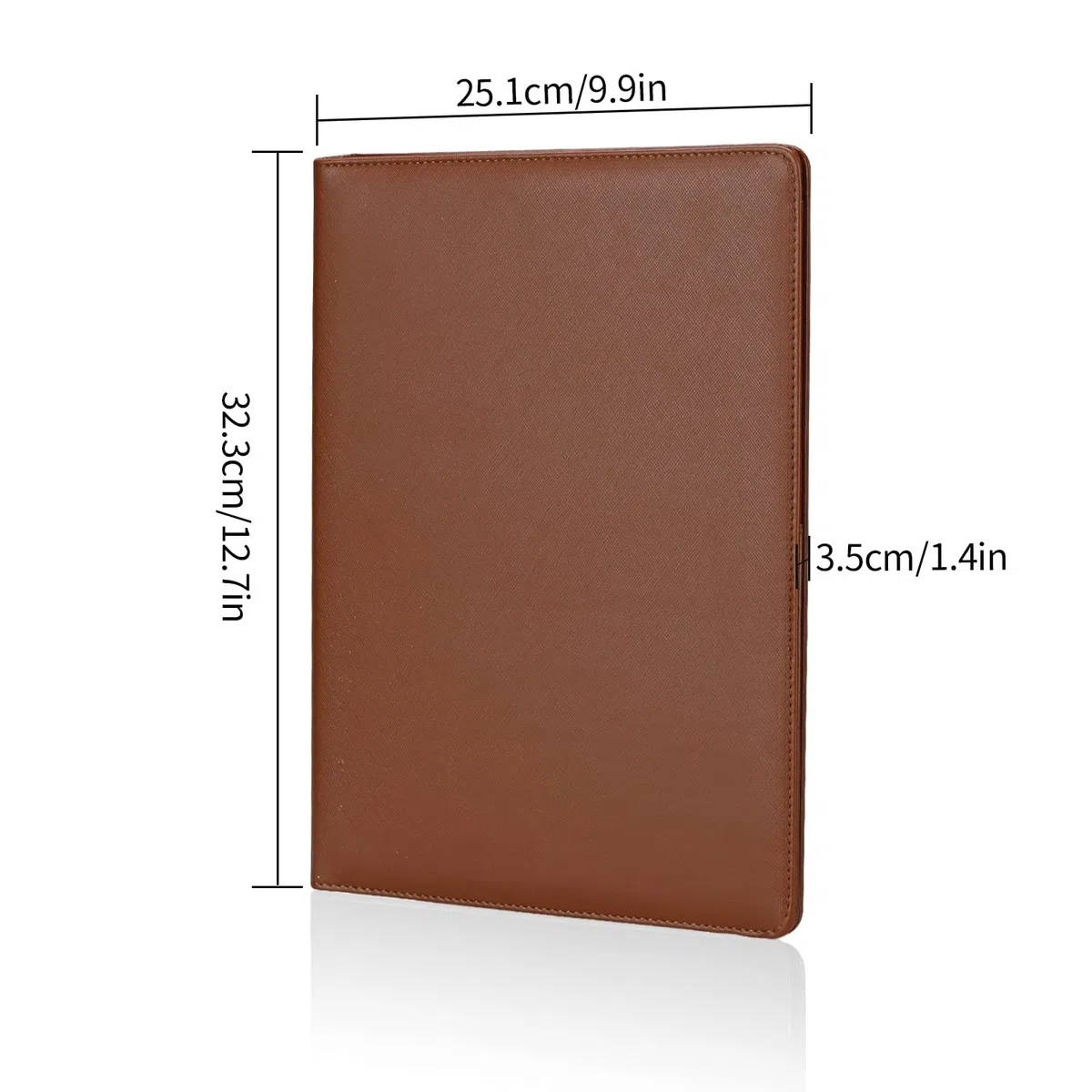 Podazz cartellina portadocumenti pelle cartellina A4 blocco note, cartella file in pelle PU, con coperchio, cartella di registrazione cartella conferenza Legal Lock manager Folio A4, con 4 scomparti
