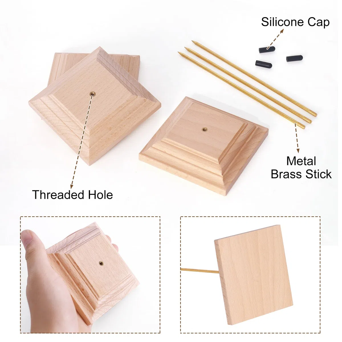 Confezione da 3 Spike per Ricevute in Legno, Porta Comande Porta Scontrino Fattura Forcella, Spike Receipt Porta Memo Ricevute per Ristorante, Cucina, Ufficio, Hotel, Negozio
