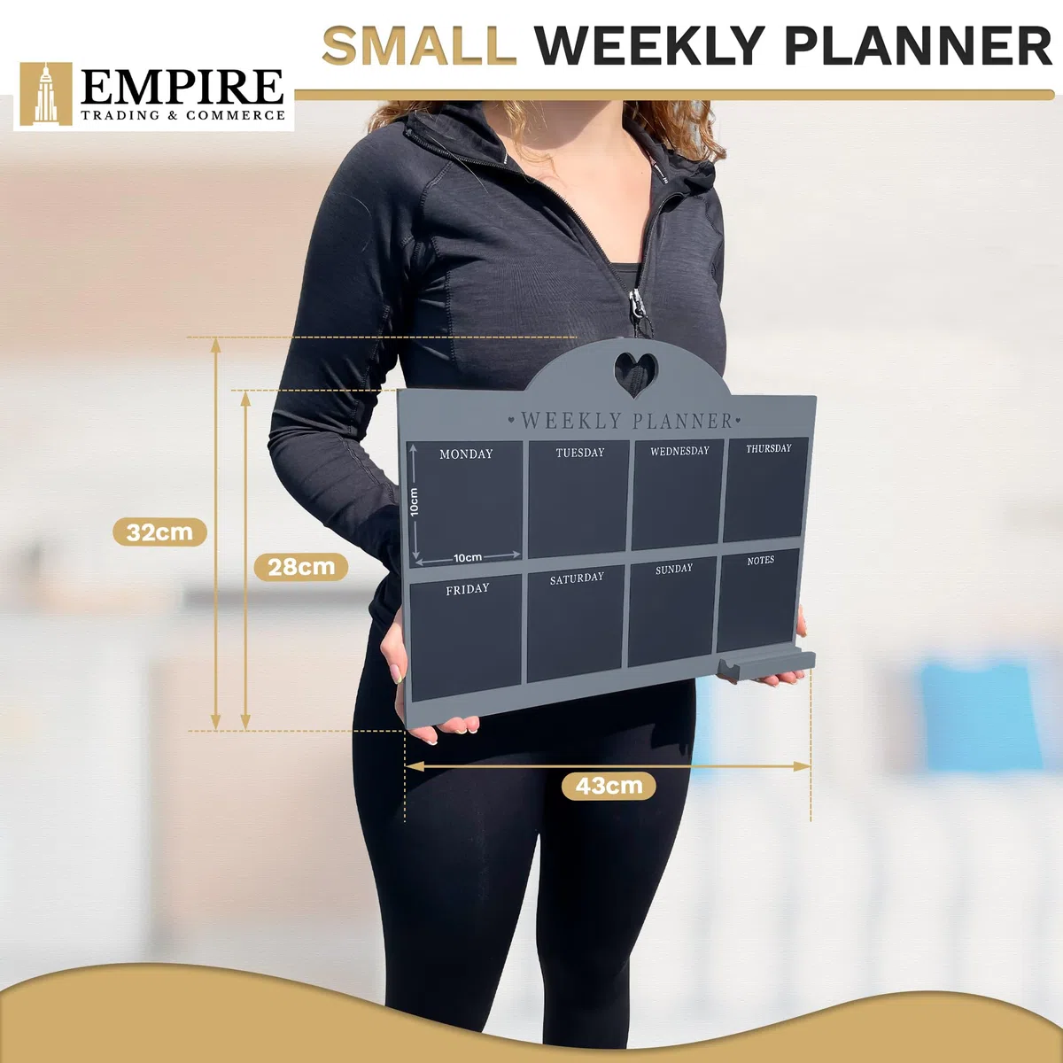 Empire - Agenda settimanale e menù per cucina, planner da lavoro, da parete, con penna, lista delle cose da fare, cancellabile a secco, con panno bianco, per ufficio e casa (standard, blu)